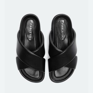 Fabletics Women's Playa Knot Black Slides Sandals 6